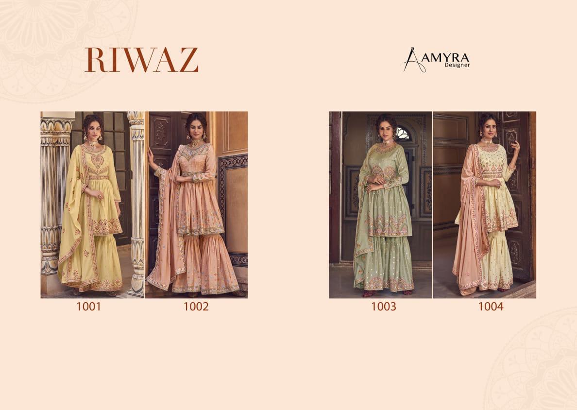 AAMYRA RIWAZ Latest Designer Fancy Festive Wear Heavy Chinon Silk With Heavy Exclusive Mirror Embroidery Work Salwar Suit Collection